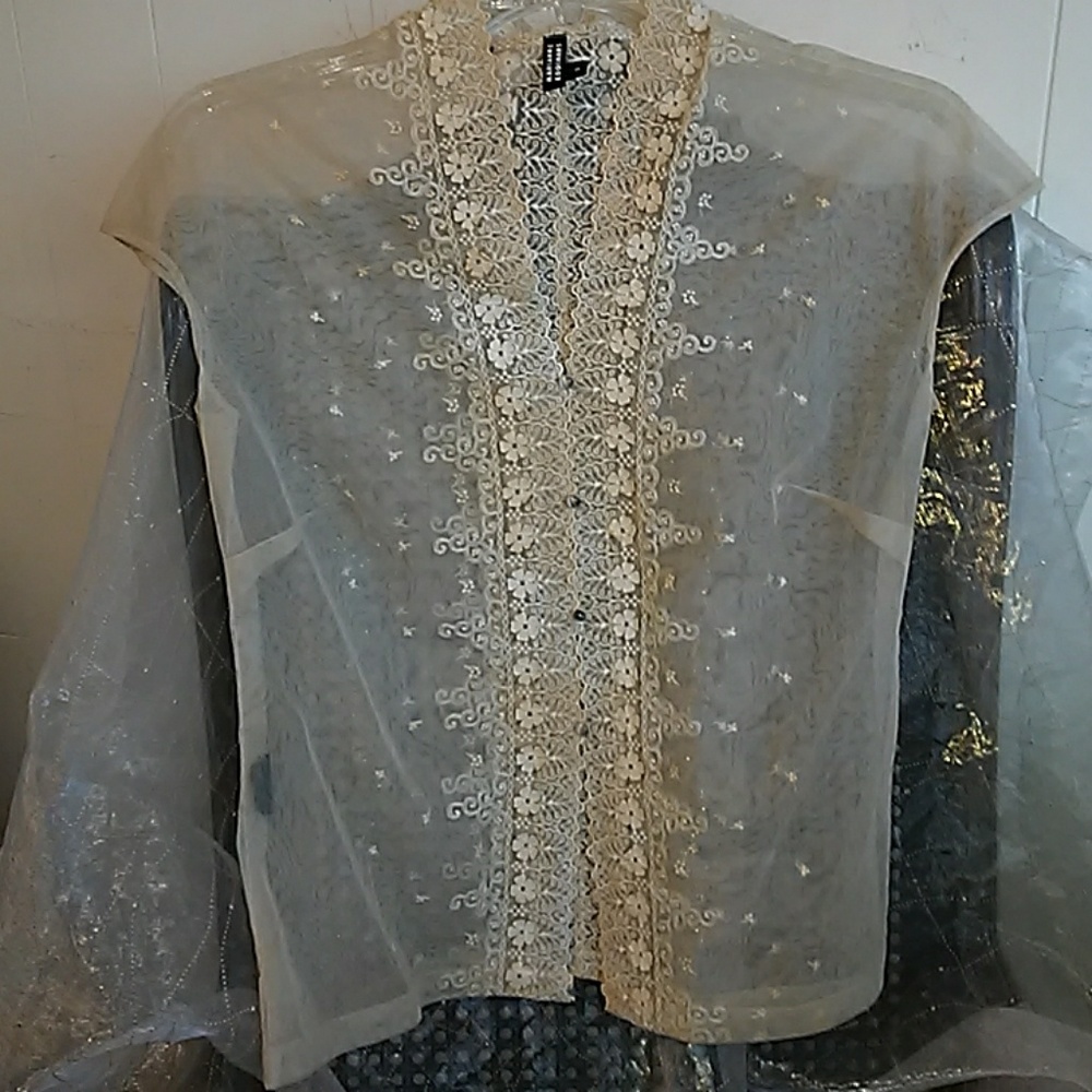 Marianne Kooimanans ivory cotton nylon lace blouse